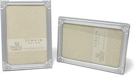 img 3 attached to 🖼️ Set of 2, 3.5x5 Silver Photo Frames - Matte Metal, Small Picture Frames with Glass Front - Fancy Traditional Design - Bulk Decorative Frames