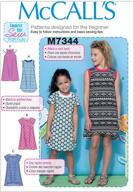 👗 mccall's patterns m7344 girls' raglan sleeve knit dresses, size cce (3-4-5-6) logo