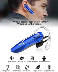 img 3 attached to 🎧 Беспроводной Bluetooth наушник V5.0 с HD голосом и шумоподавлением, время разговора до 30 часов, режим ожидания до 15 дней - встроенный аккумулятор 220 мАч - гарнитура с громкой связью для мобильного телефона.