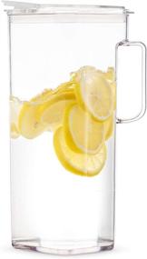 img 4 attached to 🥛 Large Tritan Pitcher with Lid - 77 Oz Capacity, Ideal for Water, Juice, Ice Tea, Lemonade, Sangria &amp; Milk, Airtight Square Shape, BPA Free