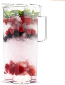 img 2 attached to 🥛 Large Tritan Pitcher with Lid - 77 Oz Capacity, Ideal for Water, Juice, Ice Tea, Lemonade, Sangria &amp; Milk, Airtight Square Shape, BPA Free