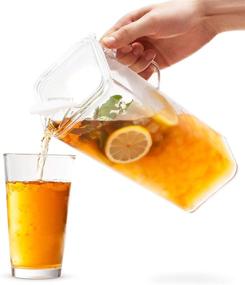 img 1 attached to 🥛 Large Tritan Pitcher with Lid - 77 Oz Capacity, Ideal for Water, Juice, Ice Tea, Lemonade, Sangria &amp; Milk, Airtight Square Shape, BPA Free