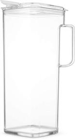 img 3 attached to 🥛 Large Tritan Pitcher with Lid - 77 Oz Capacity, Ideal for Water, Juice, Ice Tea, Lemonade, Sangria &amp; Milk, Airtight Square Shape, BPA Free