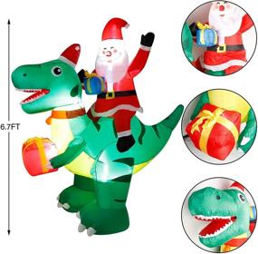 img 2 attached to 🎅 DR.DUDU 6.7 Ft Inflatable Santa Claus Riding Dinosaur with LED Lights - Outdoor Christmas Decorations for Yard, Garden, Lawn, Holiday Party