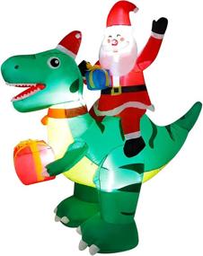 img 3 attached to 🎅 DR.DUDU 6.7 Ft Inflatable Santa Claus Riding Dinosaur with LED Lights - Outdoor Christmas Decorations for Yard, Garden, Lawn, Holiday Party