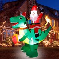 🎅 dr.dudu 6.7 ft inflatable santa claus riding dinosaur with led lights - outdoor christmas decorations for yard, garden, lawn, holiday party logo