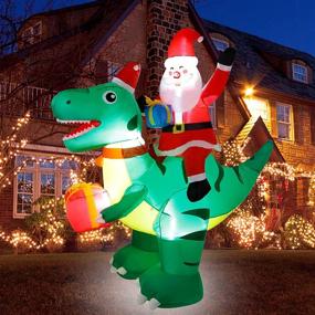 img 4 attached to 🎅 DR.DUDU 6.7 Ft Inflatable Santa Claus Riding Dinosaur with LED Lights - Outdoor Christmas Decorations for Yard, Garden, Lawn, Holiday Party