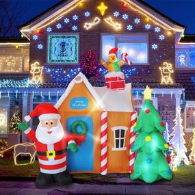 img 4 attached to 🏠 Enchanting Evoio 6 Ft Christmas Inflatables: Gingerbread House with Santa Claus & Christmas Tree, LED Glow Up Outdoor Decorations for Yard & Garden