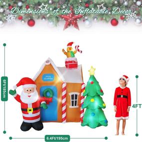 img 3 attached to 🏠 Enchanting Evoio 6 Ft Christmas Inflatables: Gingerbread House with Santa Claus & Christmas Tree, LED Glow Up Outdoor Decorations for Yard & Garden