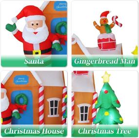 img 1 attached to 🏠 Enchanting Evoio 6 Ft Christmas Inflatables: Gingerbread House with Santa Claus & Christmas Tree, LED Glow Up Outdoor Decorations for Yard & Garden