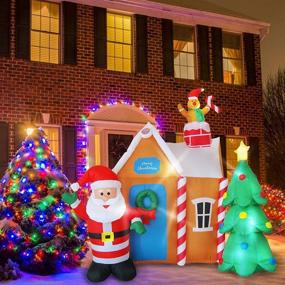 img 2 attached to 🏠 Enchanting Evoio 6 Ft Christmas Inflatables: Gingerbread House with Santa Claus & Christmas Tree, LED Glow Up Outdoor Decorations for Yard & Garden