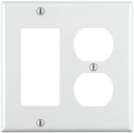 🧼 leviton 80455-w 2-gang 1-duplex 1-decora/gfci combination wallplate, standard size, thermoset, device mount, white логотип