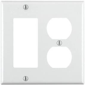 img 1 attached to 🧼 Leviton 80455-W 2-Gang 1-Duplex 1-Decora/GFCI Combination Wallplate, Standard Size, Thermoset, Device Mount, White