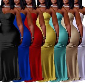 img 2 attached to Womens Evening Shoulder Sleeveless Bodycon Women's Clothing and Dresses