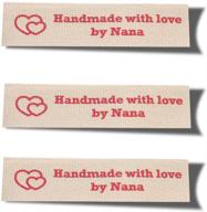 wunderlabel handmade with love by nana granny heart symbol craft ribbon ribbons cotton woven tags for clothing sewing - red on cream, pack of 100 logo