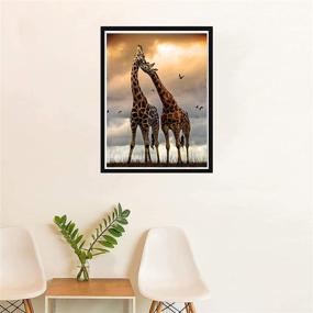 img 2 attached to 🦒 SKRYUIE Набор для творчества 5D Diamond Painting - Сумеречная жираф: Кристальное вышивание крестом для украшения стены - 12x16 дюймов