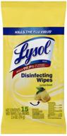 🍋 lysol disinfecting wipes travel size pack, refreshing lemon scent, 15 count logo