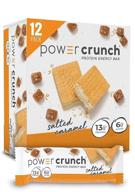 🍫 power crunch протеиновые батончики с сывороточным протеином: невероятно вкусные закуски с высоким содержанием белка, вкус соленой карамели (12 штук) логотип