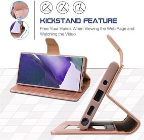 img 1 attached to 📱 Arae Wallet Case for Samsung Galaxy Note 20 Ultra - Rose Gold | Wrist Strap, Credit Card Holders, and More!