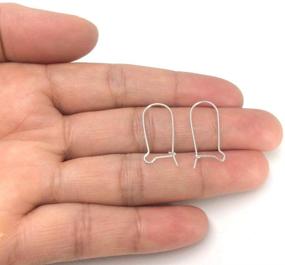 img 1 attached to 10pcs Genuine 925 Sterling Silver Kidney Earring Hooks, 20mm Ear Wire Connector (wire ~ 0.7mm / 21 Gauge/0.028 inch), Item # SS332