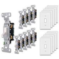 🔌 10 pack of bestten single-pole toggle light switches with wallplate, 15 amp, 120 volt, ul listed, white logo