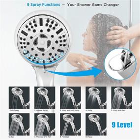 img 2 attached to 🚿 Soobest High Pressure Handheld Shower Head: 9 Spray Functions, Chrome Detachable Showerhead with Stainless Steel Hose and Adjustable Bracket