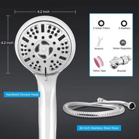 img 3 attached to 🚿 Soobest High Pressure Handheld Shower Head: 9 Spray Functions, Chrome Detachable Showerhead with Stainless Steel Hose and Adjustable Bracket