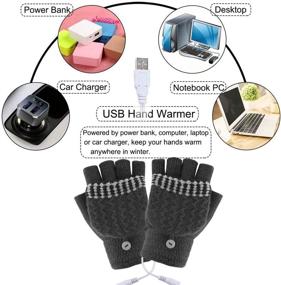 img 1 attached to 🔥 USB Heated Gloves: Stay Warm and Cozy While Typing or Working - Gender-Neutral Hand Warmer Gloves for Winter - Full & Half Hands Heated Fingerless Gloves Mitten - Washable Design
