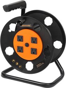 img 4 attached to 🔌 DEWENWILS Heavy Duty Extension Cord Storage Reel with 4-Grounded Outlets, 12/3, 14/3, 16/3 Gauge Power Cord Reel, Hand Wind Retractable, 13A Circuit Breaker, Orange