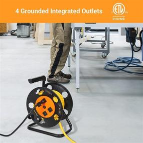 img 2 attached to 🔌 DEWENWILS Heavy Duty Extension Cord Storage Reel with 4-Grounded Outlets, 12/3, 14/3, 16/3 Gauge Power Cord Reel, Hand Wind Retractable, 13A Circuit Breaker, Orange