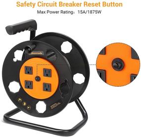 img 1 attached to 🔌 DEWENWILS Heavy Duty Extension Cord Storage Reel with 4-Grounded Outlets, 12/3, 14/3, 16/3 Gauge Power Cord Reel, Hand Wind Retractable, 13A Circuit Breaker, Orange