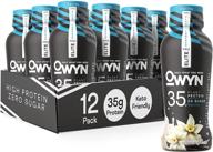 🌱 owyn pro elite vegan plant-based high protein shake, vanilla, 12 pack - 35g protein, amino acids, prebiotics, omega-3, superfood greens - workout and recovery, 0g net carbs, zero sugar, keto logo