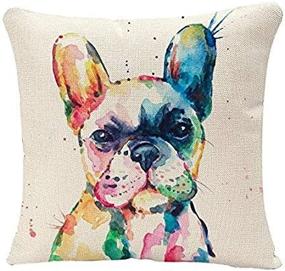 img 2 attached to YGGQF Animal Throw Pillow Cover - Frenchie French Bulldog Watercolor Dog Design for Happy Home Decor - 18x18 Inches