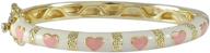 🎀 ivy & max gold-finish white enamel bangle bracelet with pink hearts for girls logo