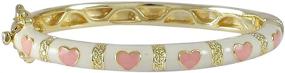 img 4 attached to 🎀 Ivy & Max Gold-Finish White Enamel Bangle Bracelet with Pink Hearts for Girls