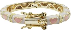 img 2 attached to 🎀 Ivy & Max Gold-Finish White Enamel Bangle Bracelet with Pink Hearts for Girls