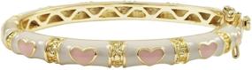 img 3 attached to 🎀 Ivy & Max Gold-Finish White Enamel Bangle Bracelet with Pink Hearts for Girls