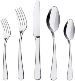 img 4 attached to 🍴 ENLOY 20-Piece Stainless Steel Flatware Set - Elegant Silverware with Knife, Fork, Spoon - Dishwasher Safe, Service for 4