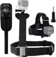 catch every adventure with the camkix shoulder harness, head strap and wrist mount bundle for gopro hero 8, 7, 6, 5, 4, silver, session, hero+ lcd, 3+, 3 and dji osmo action logo
