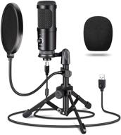 high-quality usb condenser podcast pc microphone: plug & play recording mic for vocal instrument, youtube, gaming, podcasting, streaming - compatible with desktop/laptop/notebook logo