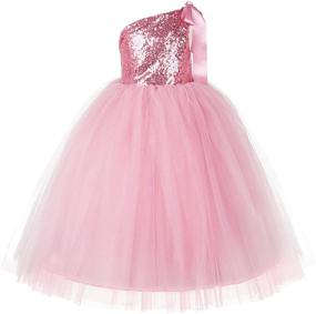 img 2 attached to Stunning Ekidsbridal One Shoulder Wedding Pageant Dresses: Perfect Girls' Clothing for Special Occasions