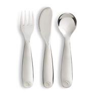 munchkin polish toddler utensil set: stainless steel fork, knife, and spoon - perfect for little hands! logo