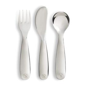 img 4 attached to Munchkin Polish Toddler Utensil Set: Stainless Steel Fork, Knife, and Spoon - Perfect for Little Hands!
