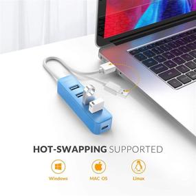 img 2 attached to 🔵 iDsonix USB 3.0 Hub - 4-Port 5V / 2A Powered USB Splitter for High-Speed Data Transfer - Compatible with Laptop, iMac, Surface Pro, XPS, USB Flash Drives, Mobile HDD, Printer, Camera, and More (Blue)