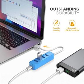 img 1 attached to 🔵 iDsonix USB 3.0 Hub - 4-Port 5V / 2A Powered USB Splitter for High-Speed Data Transfer - Compatible with Laptop, iMac, Surface Pro, XPS, USB Flash Drives, Mobile HDD, Printer, Camera, and More (Blue)