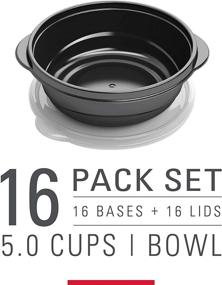 img 2 attached to 🍱 Rubbermaid TakeAlongs Food Storage Containers - 16-Pack, 5 Cup Single Base, 32 Piece Set - Ideal for Meal Prep, Lunch for Adults & Kids - Black