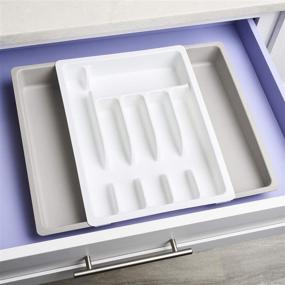 img 1 attached to 🔀 YouCopia Turntable: Expandable White Utensil Tray for Organized Kitchen