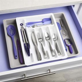 img 2 attached to 🔀 YouCopia Turntable: Expandable White Utensil Tray for Organized Kitchen