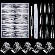 🔧 bnk dual nail forms set for 120 stiletto false nail tips system with double ended poly extension nail brush and nail file, 10 pcs nail form mold, nail tips clip for acrylic nails with box logo