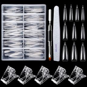 img 4 attached to 🔧 BNK Dual Nail Forms Set for 120 Stiletto False Nail Tips System with Double Ended Poly Extension Nail Brush and Nail File, 10 Pcs Nail Form Mold, Nail Tips Clip for Acrylic Nails with Box